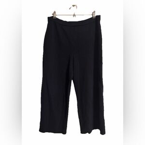 St. John Santana Knit Black Cropped Wide Leg Pants